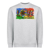 Heather Grey sunflower love autism awareness Heavyweight Sweatshirt - BarkalooDesign