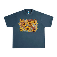 Midnight Navy sunflower glitter leather background Urban Heavy Tee - AdoDesignShop
