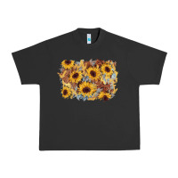 Pigment Black sunflower glitter leather background Urban Heavy Tee - AdoDesignShop