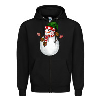 Black Snowman Zipper Hoodie - NancyCooperArtShop