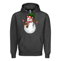 Charcoal Heather Snowman Zipper Hoodie - NancyCooperArtShop