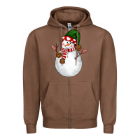 Chestnut Snowman Zipper Hoodie - NancyCooperArtShop