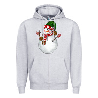 Heather Grey Snowman Zipper Hoodie - NancyCooperArtShop