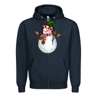 Navy Snowman Zipper Hoodie - NancyCooperArtShop