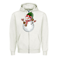 Oatmeal Heather Snowman Zipper Hoodie - NancyCooperArtShop