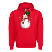 Red Snowman Zipper Hoodie - NancyCooperArtShop