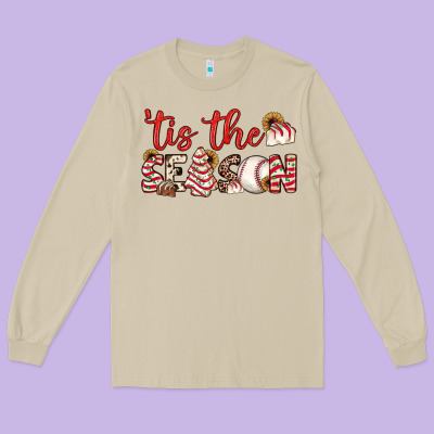 Tis The Season Baseball Little Debbie Tree Cakes Long Sleeve Tee Designed By Jahusdesignshop