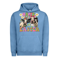 Pigment Pebble Blue Happy Easter Heifers Easter Day Urban Hoodie - CowGirlArtShop