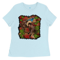 Baby Blue valentine's day cowboy cactus rose Ladies Tee - RanaPortraitStore
