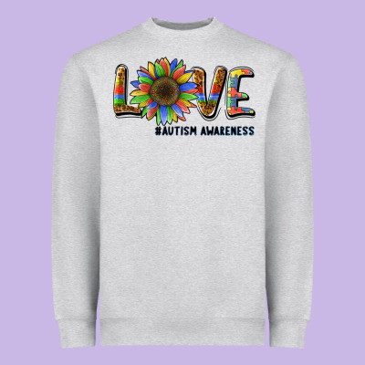 Love Sunflower Autism Awareness Heavyweight Sweatshirt Designed By Barkaloodesign