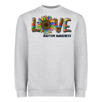 Heather Grey love sunflower autism awareness Heavyweight Sweatshirt - BarkalooDesign