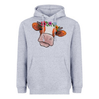 Heather Grey Cow With Flowers Heavyweight Hoodie - Bettercallsaul