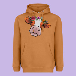 Cow With Flowers Heavyweight Hoodie Designed By Bettercallsaul