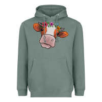 Sage Cow With Flowers Heavyweight Hoodie - Bettercallsaul