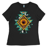 Black aztec leopard sunflower Ladies Tee - JahusDesignShop