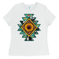White aztec leopard sunflower Ladies Tee - JahusDesignShop