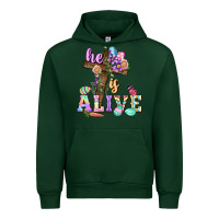 Forest Green He is alive Easter Day Urban Hoodie - CowGirlArtShop