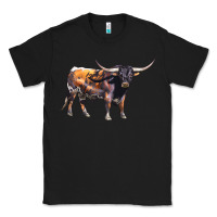 Black Texas Longhorn Bull Classic Tee - LillyAllenDesigns