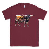 Burgundy Texas Longhorn Bull Classic Tee - LillyAllenDesigns