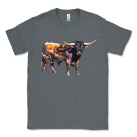 Charcoal Heather Texas Longhorn Bull Classic Tee - LillyAllenDesigns