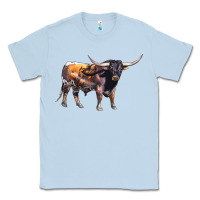Dusty Blue Texas Longhorn Bull Classic Tee - LillyAllenDesigns