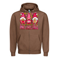 Merry Pink Christmas Gnomes Zipper Hoodie | Teevron