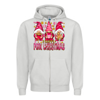 Dove Grey Merry pink Christmas gnomes Zipper Hoodie - NancyCooperArtShop