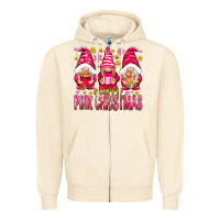 Sandshell Merry pink Christmas gnomes Zipper Hoodie - NancyCooperArtShop