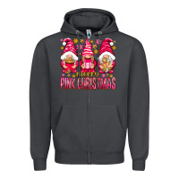 Smoke Merry pink Christmas gnomes Zipper Hoodie - NancyCooperArtShop