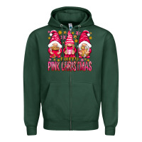 Sports Green Merry pink Christmas gnomes Zipper Hoodie - NancyCooperArtShop
