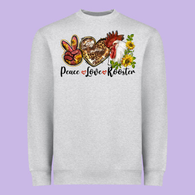 Peace Love Rooster With Sunflower Heavyweight Sweatshirt Designed By Lillyallendesigns