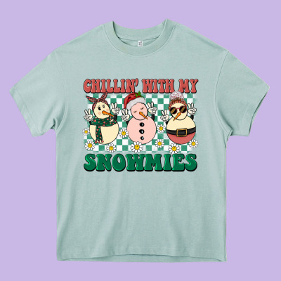 Chillin With My Snowmies Heavy Core Tee Designed By Barkaloodesign