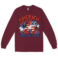 Burgundy america land that i love Long Sleeve Tee - MaliasSmallBusiness