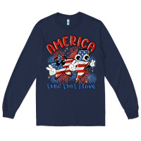 Navy america land that i love Long Sleeve Tee - MaliasSmallBusiness