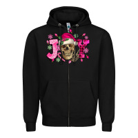Black Pink Christmas Joy skeleton Zipper Hoodie - NancyCooperArtShop