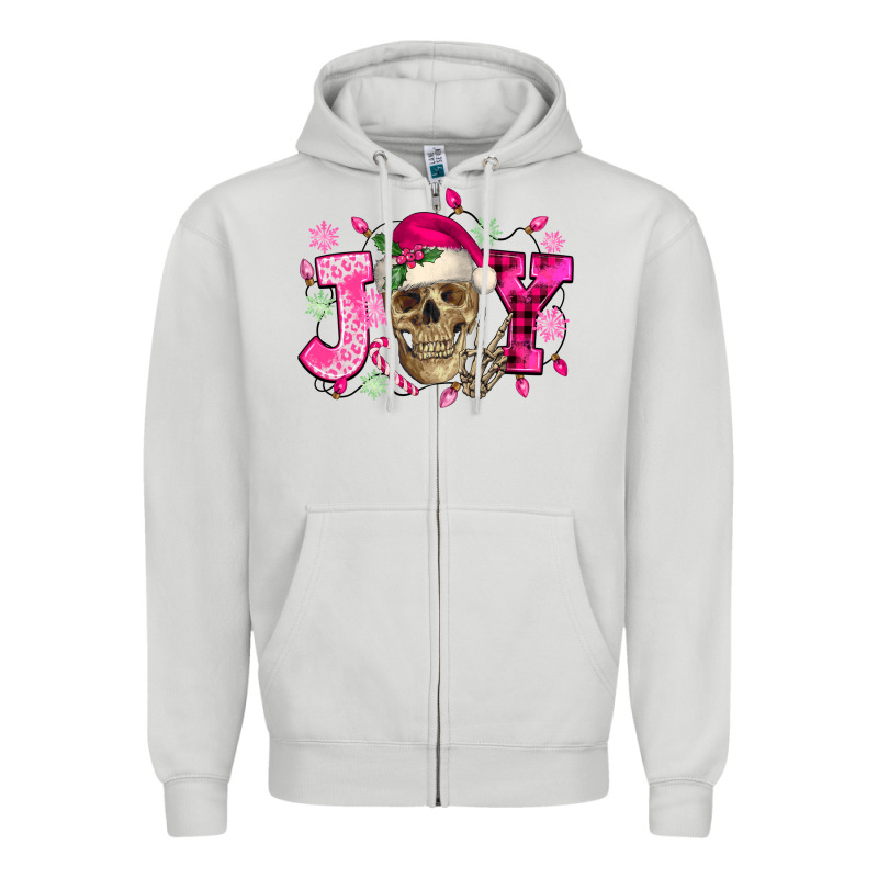 Pink Christmas Joy Skeleton Zipper Hoodie by NancyCooperArtShop | Teevron