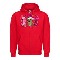 Red Pink Christmas Joy skeleton Zipper Hoodie - NancyCooperArtShop