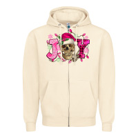 Sandshell Pink Christmas Joy skeleton Zipper Hoodie - NancyCooperArtShop