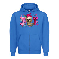 True Royal Pink Christmas Joy skeleton Zipper Hoodie - NancyCooperArtShop