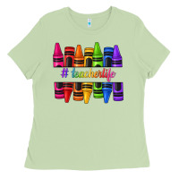 Matcha teacher life crayons Ladies Tee - texasbilliewilder