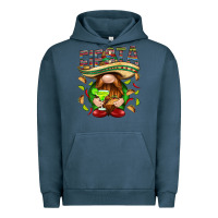 Pigment Midnight Navy Fiesta gnome with tacos Mexico Urban Hoodie - HowdyJamesFarm