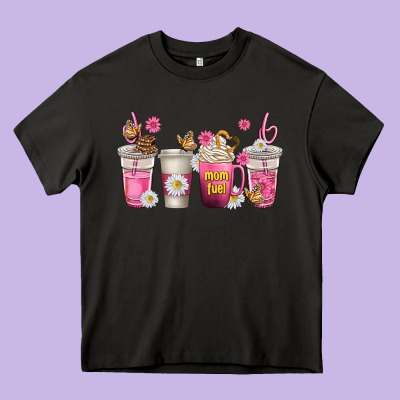 Mom Fuel Coffee Cups Heavy Core Tee Designed By Texasbilliewilder