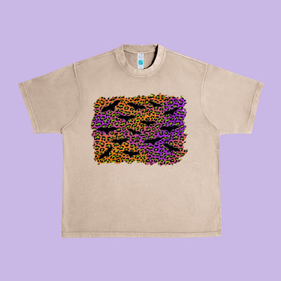 Halloween Leopard Bat Background Urban Heavy Tee Designed By Adodesignshop