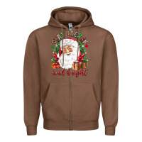 Chestnut Stay Merry and bright Christmas with santa Zipper Hoodie - NancyCooperArtShop