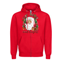 Stay Merry And Bright Christmas With Santa Zipper Hoodie | Teevron