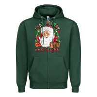 Sports Green Stay Merry and bright Christmas with santa Zipper Hoodie - NancyCooperArtShop