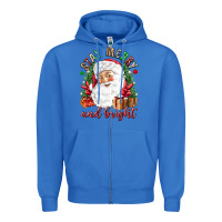 True Royal Stay Merry and bright Christmas with santa Zipper Hoodie - NancyCooperArtShop