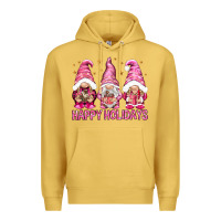 Antique Gold Happy holidays with gnomes Premium Hoodie - NancyCooperArtShop