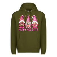 Army Green Happy holidays with gnomes Premium Hoodie - NancyCooperArtShop