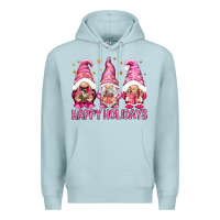 Blue Mist Happy holidays with gnomes Premium Hoodie - NancyCooperArtShop